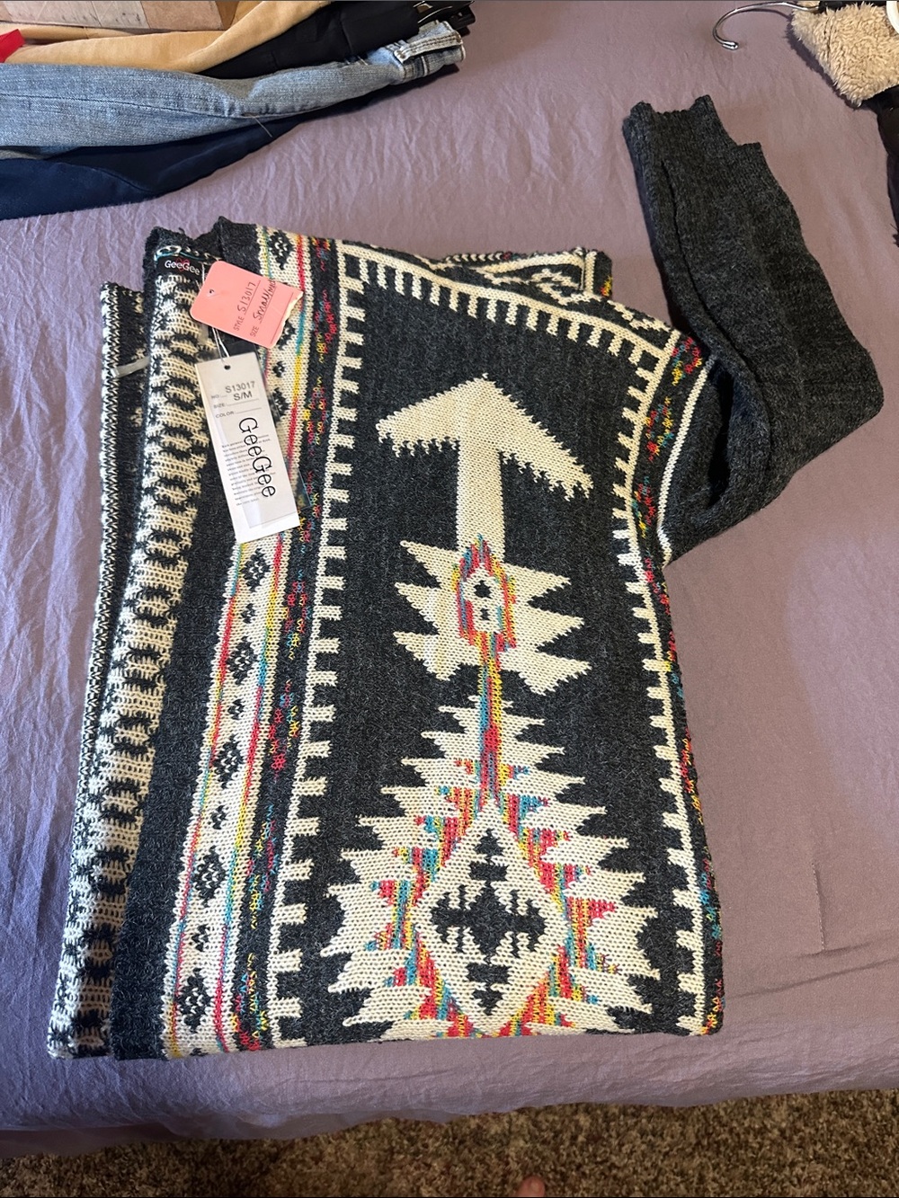 Dark Gray Aztec Pattern Women's Sweater